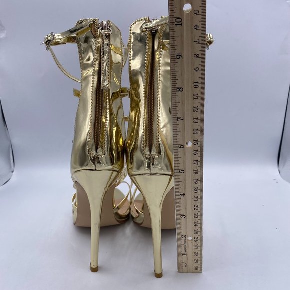 FSJ Gold Strappy Gladiator High Heel Sandals - Picture 7 of 9